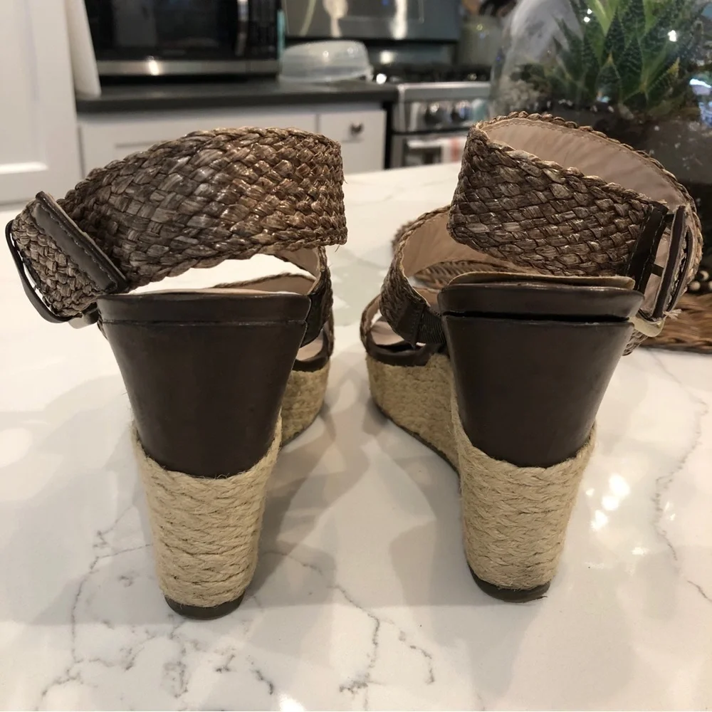 Andrew Geller Mix Womens Espadrille Wedge Sandal Size 9.5 Woven Ankle Strap Boho